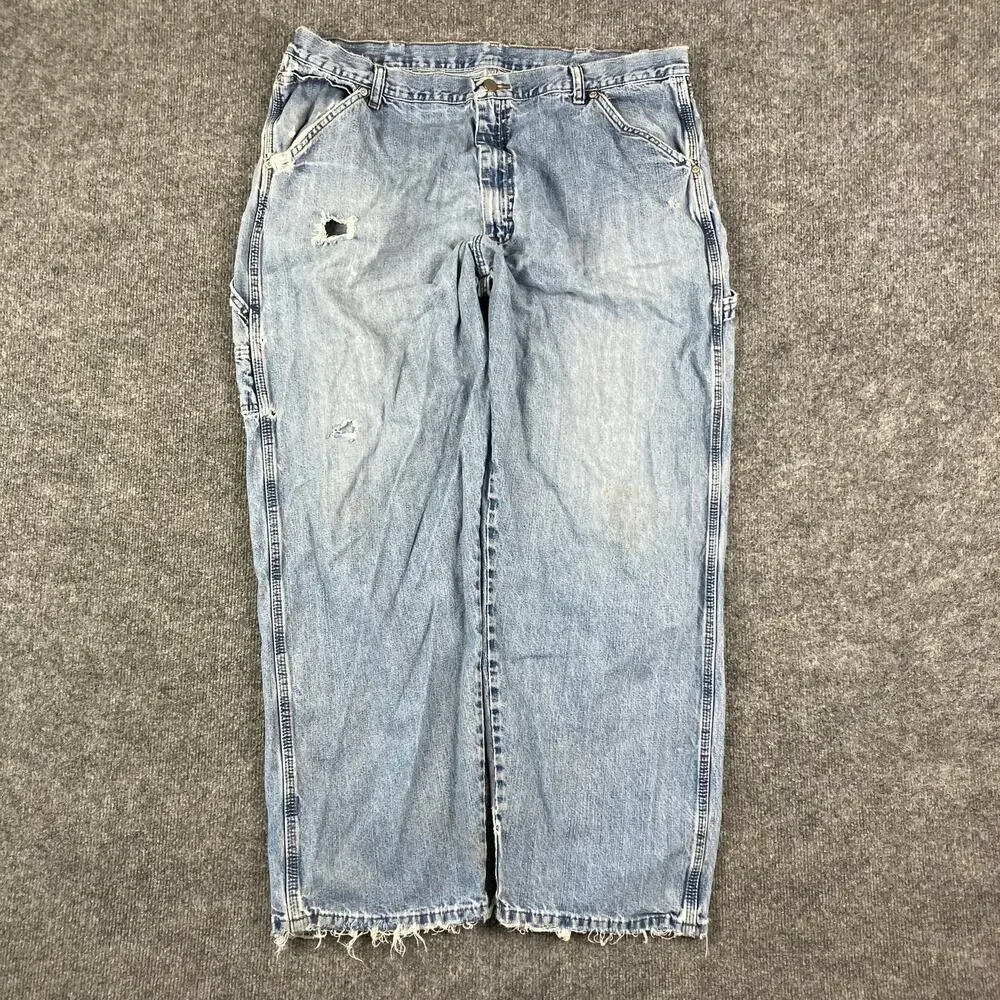 Wrangler Carpenter Jeans Mens 38x30‎ Blue Relaxed Fit Workwear Utility Denim